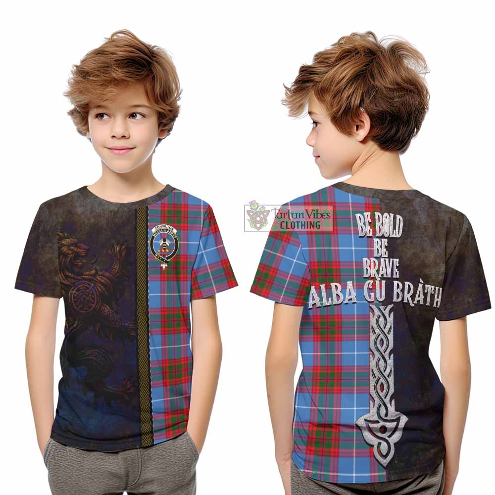 Congilton Tartan Family Crest Kid T-Shirt Alba Gu Brath Be Brave Lion Ancient Style - Tartan Vibes Clothing
