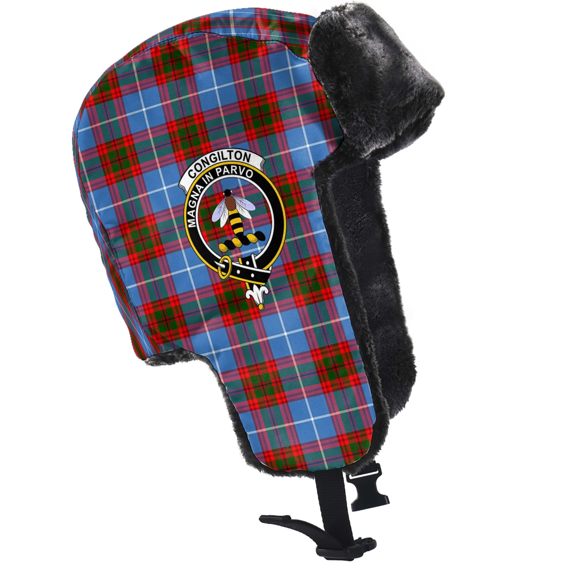 Congilton Tartan Winter Trapper Hat with Family Crest - Tartan Vibes Clothing