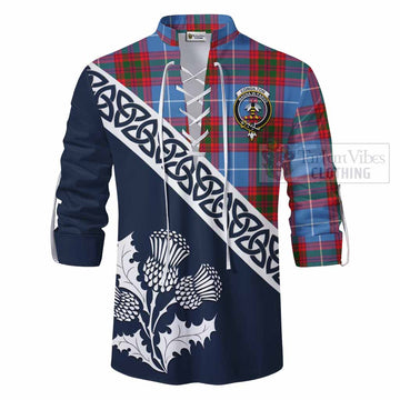 Congilton Tartan Ghillie Kilt Shirt Featuring Thistle and Scotland Map - Tartan Vibes Clothing