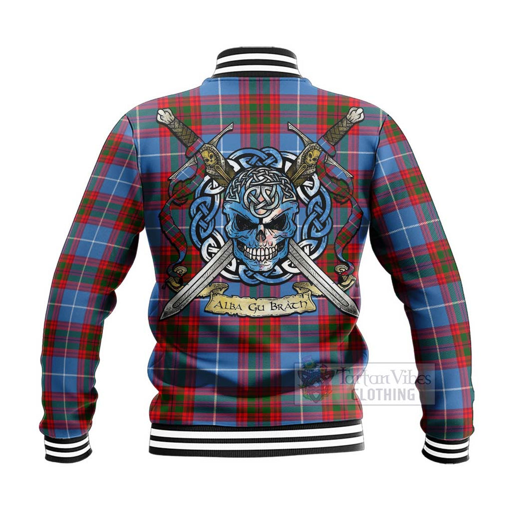 Congilton Tartan Baseball Jacket with Family Crest Celtic Skull Style - Tartan Vibes Clothing