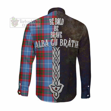 Congilton Tartan Family Crest Long Sleeve Button Shirt Alba Gu Brath Be Brave Lion Ancient Style Men's Shirt - Tartan Vibes Clothing