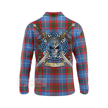 Congilton Tartan Long Sleeve Polo Shirt with Family Crest Celtic Skull Style - Tartan Vibes Clothing