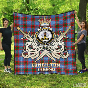 Congilton Tartan Quilt with Clan Crest and the Golden Sword of Courageous Legacy - Tartan Vibes Clothing