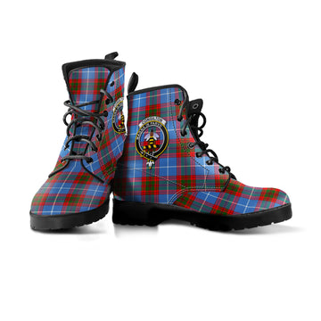 Congilton Tartan Leather Boots with Family Crest