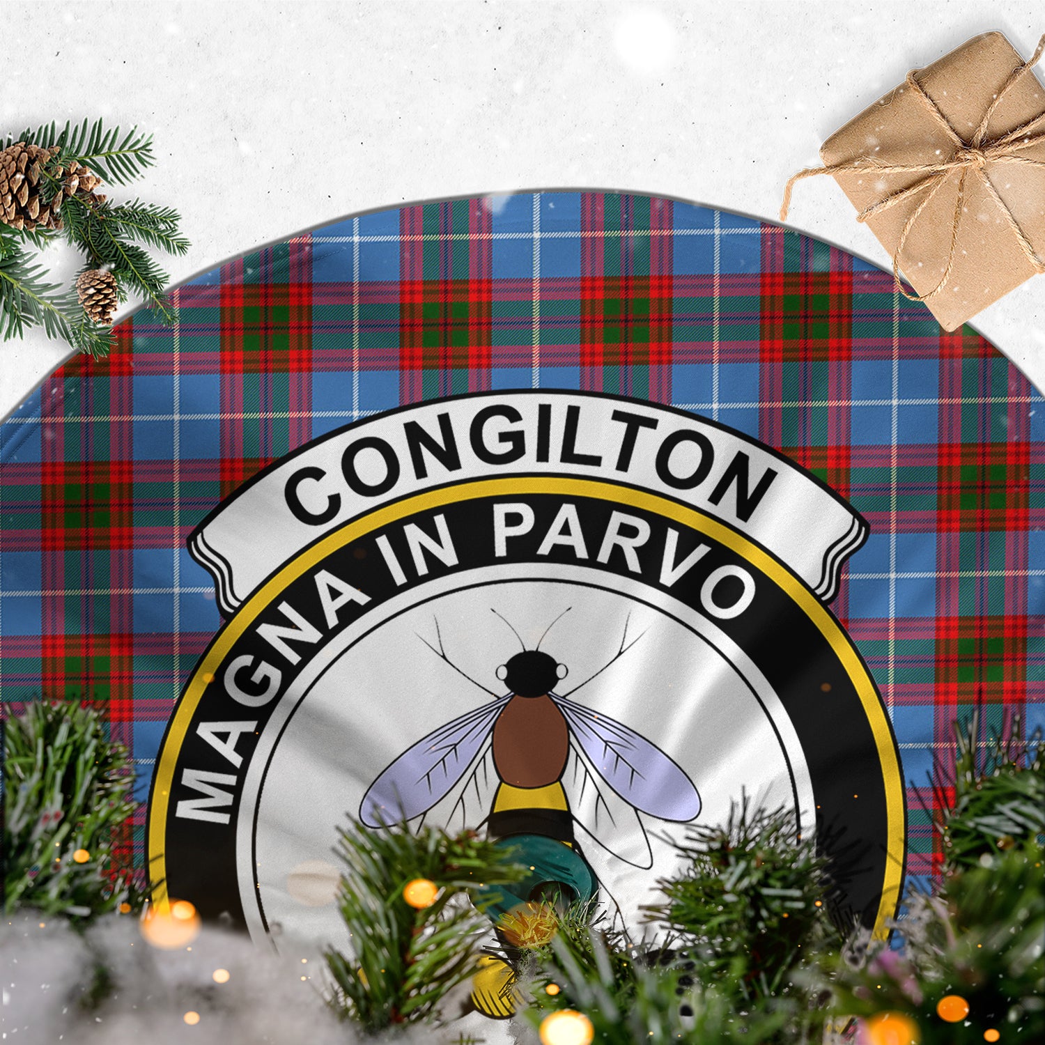 Congilton Tartan Christmas Tree Skirt with Family Crest - Tartan Vibes Clothing