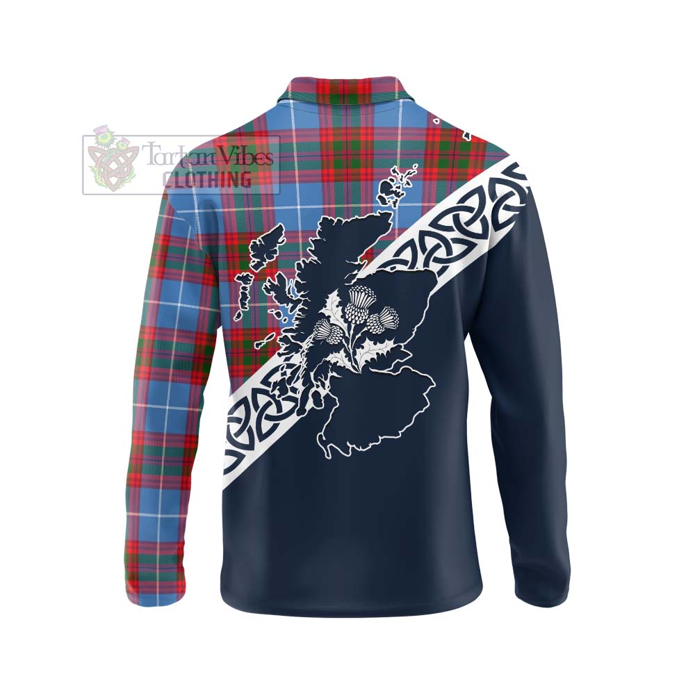 Congilton Tartan Long Sleeve Polo Shirt Featuring Thistle and Scotland Map - Tartan Vibes Clothing