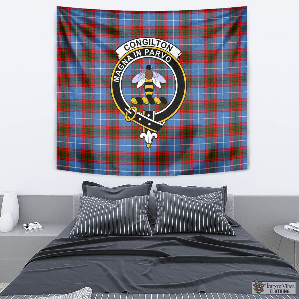 Congilton Tartan Tapestry Wall Hanging and Home Decor for Room with Family Crest - Tartan Vibes Clothing