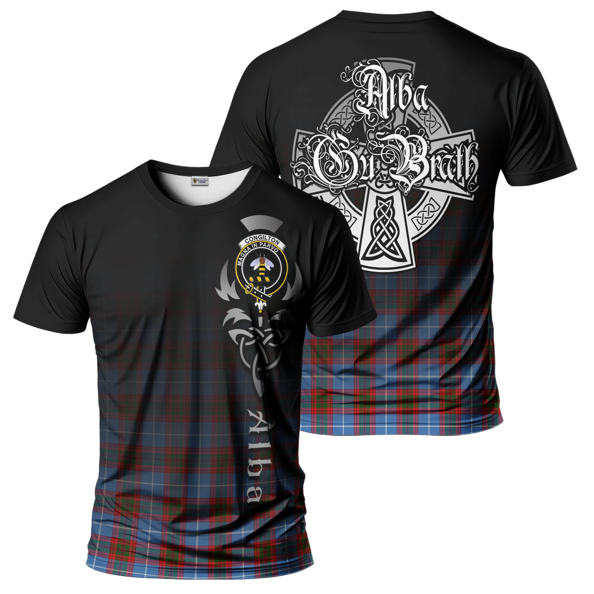 Congilton Tartan T-Shirt Featuring Alba Gu Brath Family Crest Celtic Inspired - Tartan Vibes Clothing