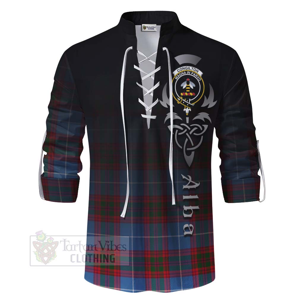 Congilton Tartan Ghillie Kilt Shirt Featuring Alba Gu Brath Family Crest Celtic Inspired - Tartan Vibes Clothing