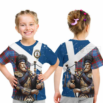 Congilton Tartan Kid T-Shirt with Family Crest Scottish Bagpiper Vibes - Tartan Vibes Clothing