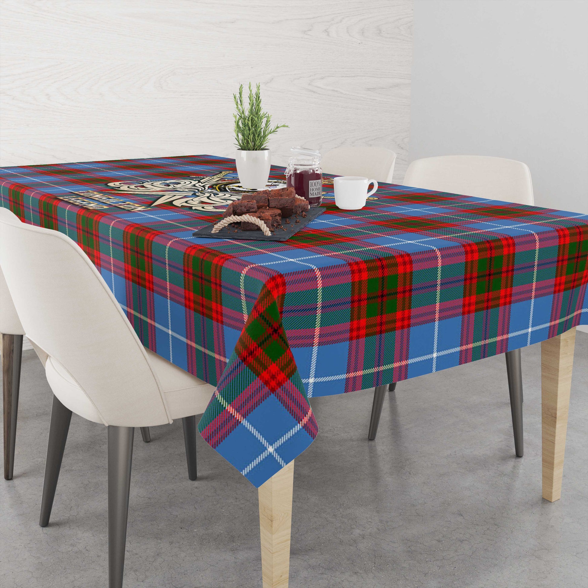 Congilton Tartan Tablecloth with Clan Crest and the Golden Sword of Courageous Legacy - Tartan Vibes Clothing