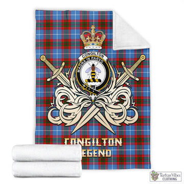 Congilton Tartan Blanket with Clan Crest and the Golden Sword of Courageous Legacy