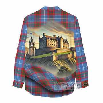 Congilton Tartan Family Crest Women's Casual Shirt with Scottish Ancient Castle Style - Tartan Vibes Clothing