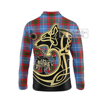 Congilton Tartan Long Sleeve Polo Shirt with Family Crest Celtic Wolf Style - Tartan Vibes Clothing