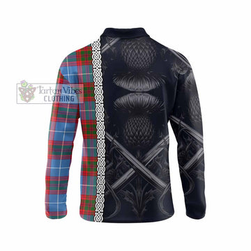 Congilton Tartan Long Sleeve Polo Shirt with Family Crest Cross Sword Thistle Celtic Vibes - Tartan Vibes Clothing