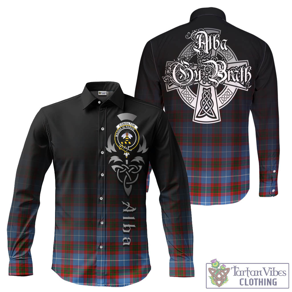 Congilton Tartan Long Sleeve Button Up Featuring Alba Gu Brath Family Crest Celtic Inspired - Tartan Vibes Clothing