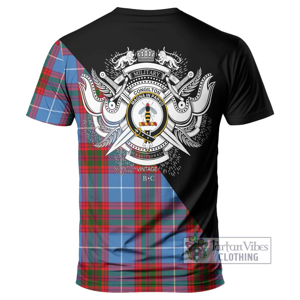 Congilton Tartan T-Shirt with Family Crest and Military Logo Style - Tartan Vibes Clothing
