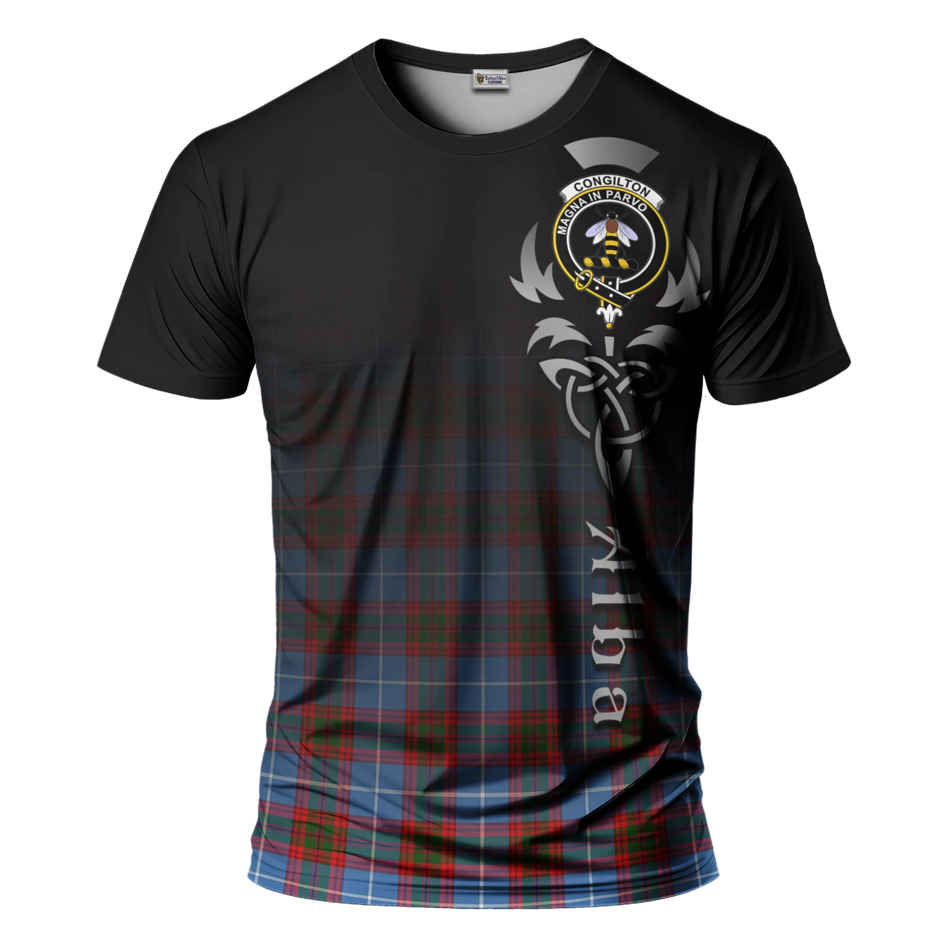 Tartan Vibes Clothing Congilton Tartan T-Shirt Featuring Alba Gu Brath Family Crest Celtic Inspired