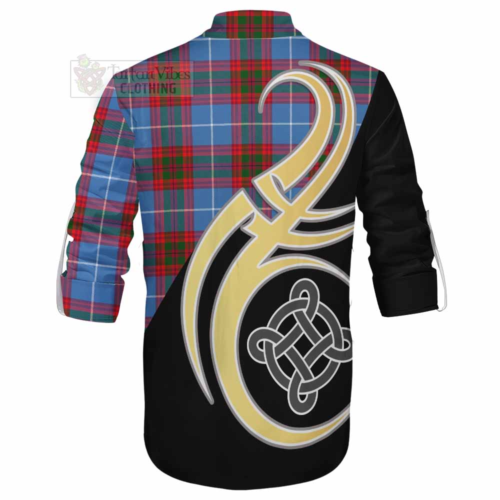 Congilton Tartan Ghillie Kilt Shirt with Family Crest and Celtic Symbol Style - Tartan Vibes Clothing