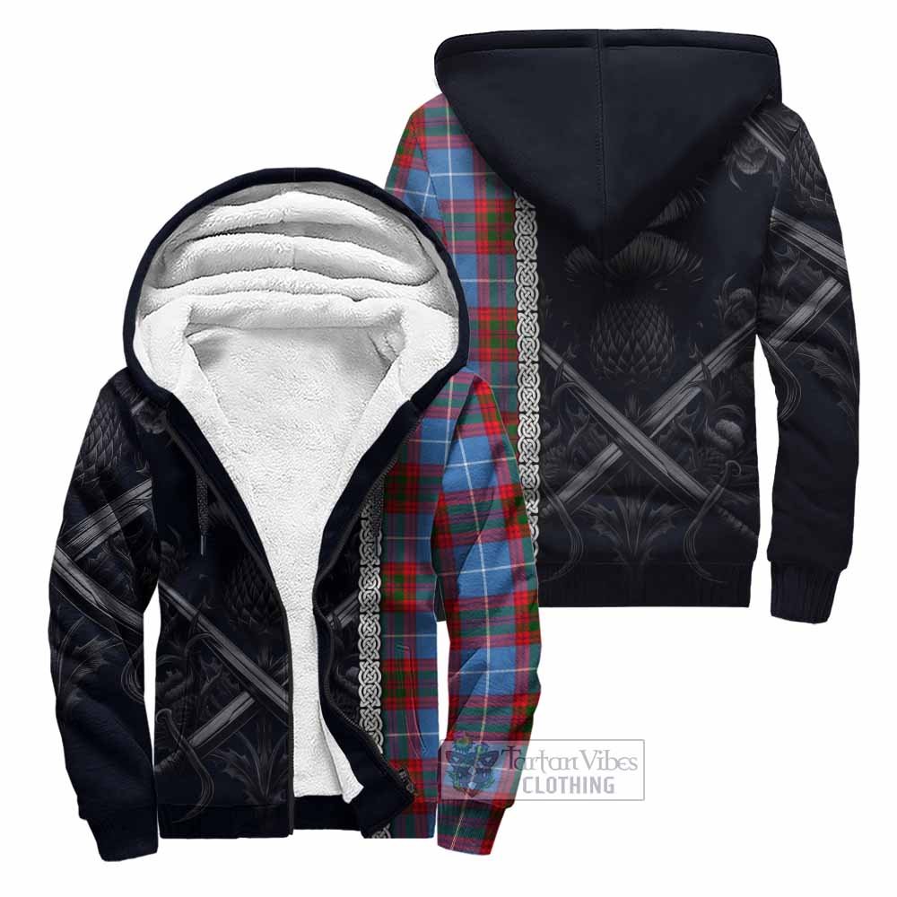 Congilton Tartan Sherpa Hoodie with Family Crest Cross Sword Thistle Celtic Vibes Unisex - Tartan Vibes Clothing