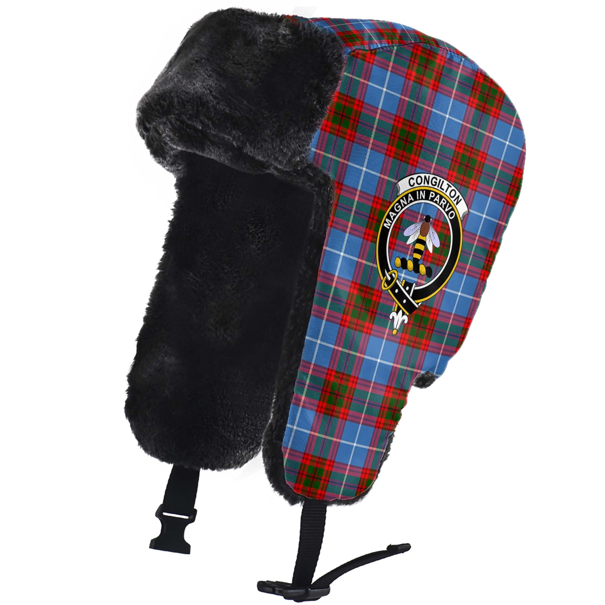 Congilton Tartan Winter Trapper Hat with Family Crest - Tartan Vibes Clothing