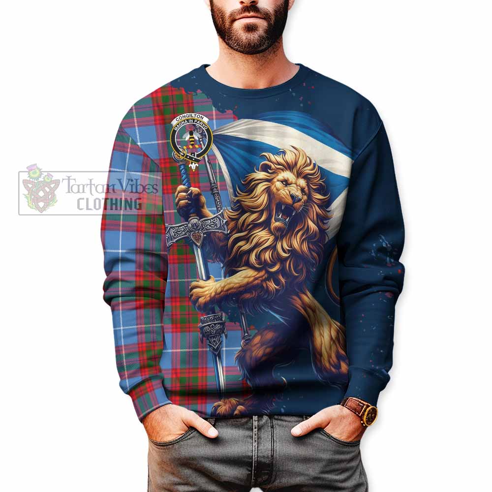 Congilton Tartan Family Crest Sweatshirt with Scottish Majestic Lion - Tartan Vibes Clothing
