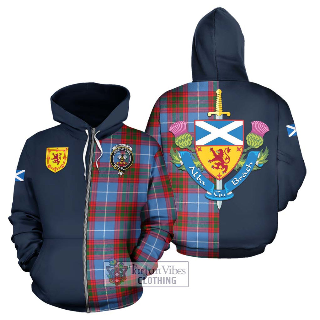 Congilton Tartan Hoodie Alba with Scottish Lion Royal Arm Half Style - Tartan Vibes Clothing