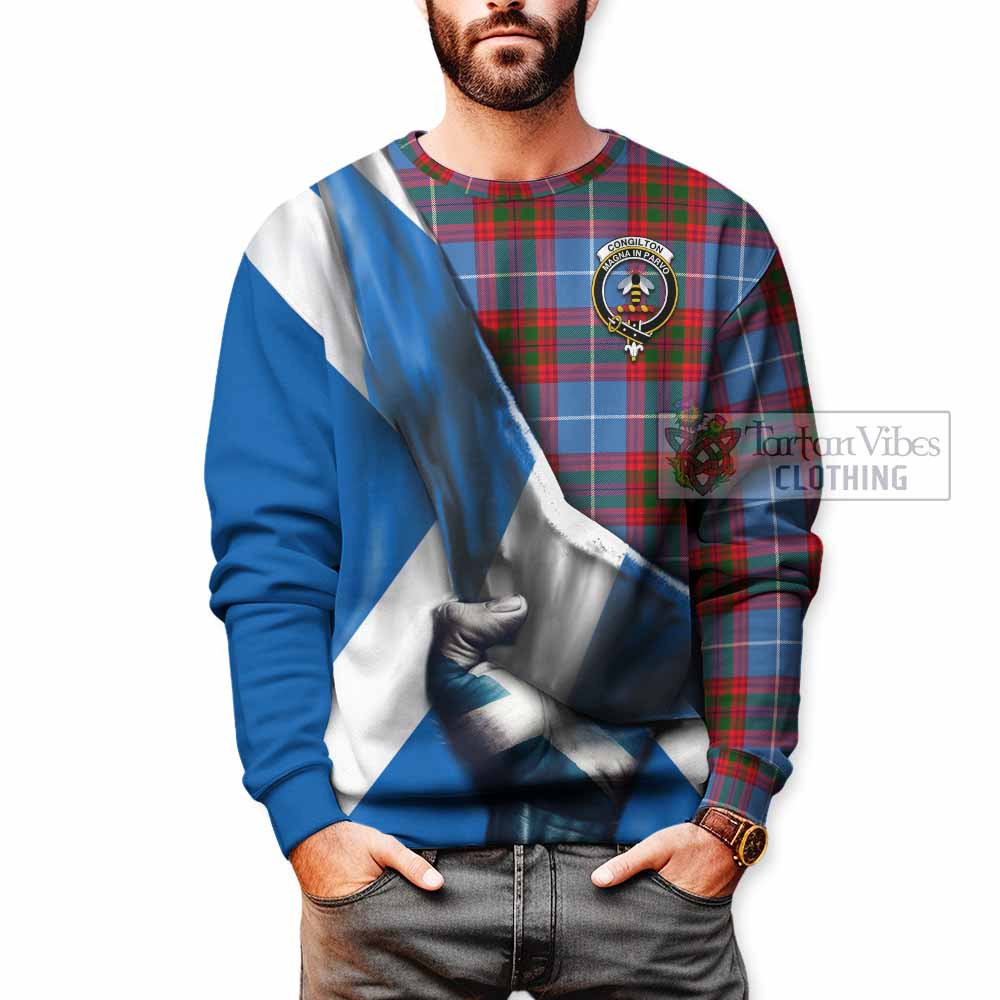 Congilton Tartan Sweatshirt with Family Crest Scotland Patriotic Style - Tartan Vibes Clothing