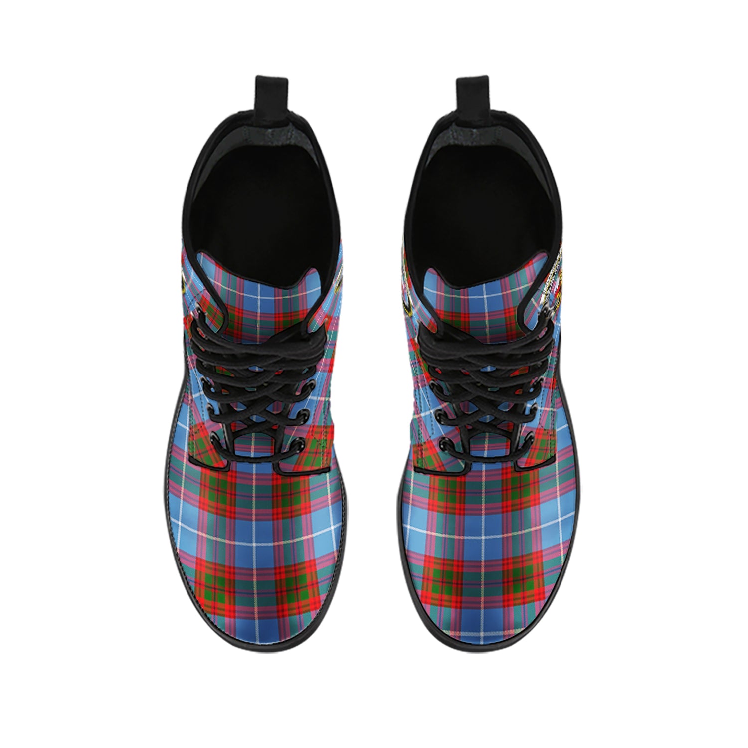 Congilton Tartan Leather Boots with Family Crest - Tartan Vibes Clothing