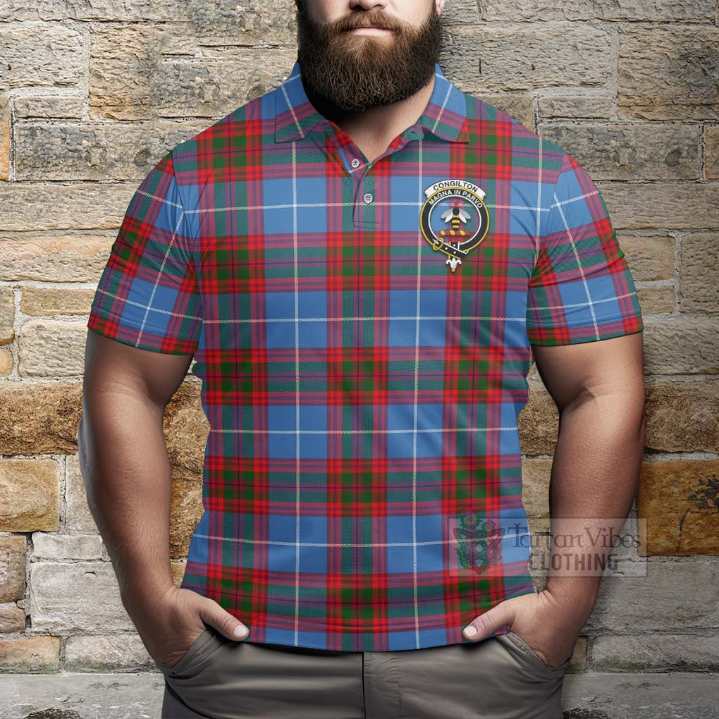 Congilton Tartan Polo Shirt with Family Crest Celtic Skull Style - Tartan Vibes Clothing