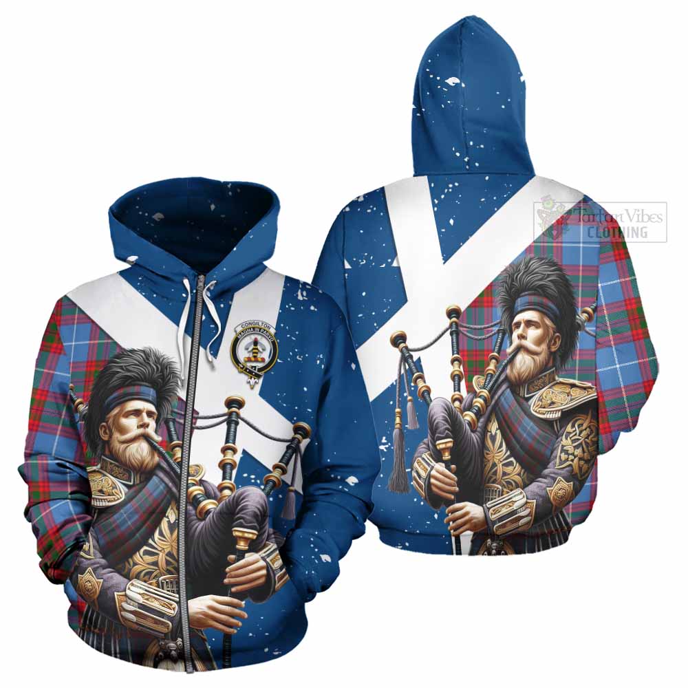 Congilton Tartan Hoodie with Family Crest Scottish Bagpiper Vibes - Tartan Vibes Clothing