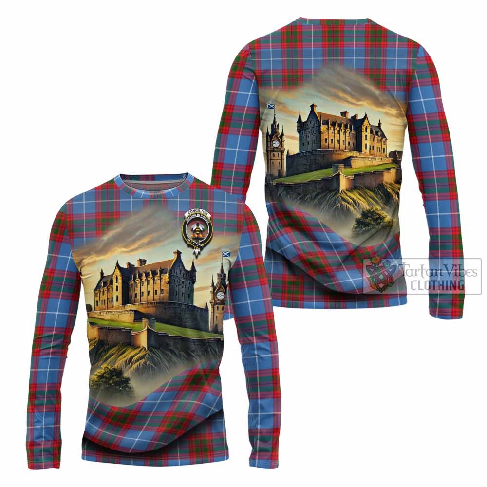 Congilton Tartan Family Crest Long Sleeve T-Shirt with Scottish Ancient Castle Style - Tartan Vibes Clothing
