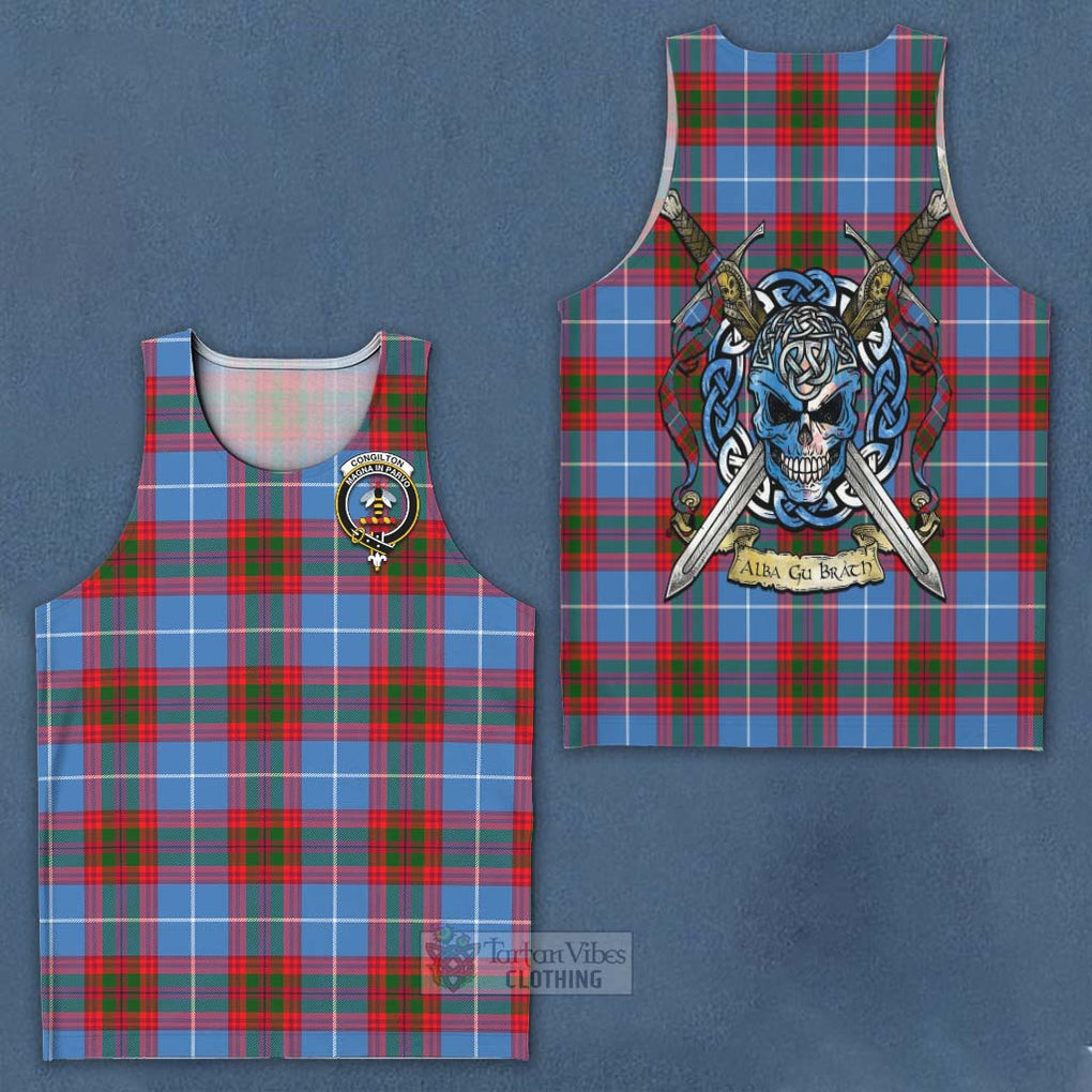 Congilton Tartan Men's Tank Top with Family Crest Celtic Skull Style - Tartan Vibes Clothing