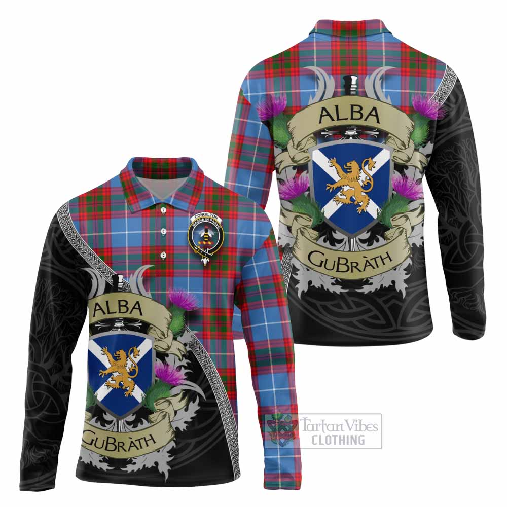 Congilton Tartan Family Crest Long Sleeve Polo Shirt Lion Rampant Royal Thistle Shield Celtic Inspired - Tartan Vibes Clothing