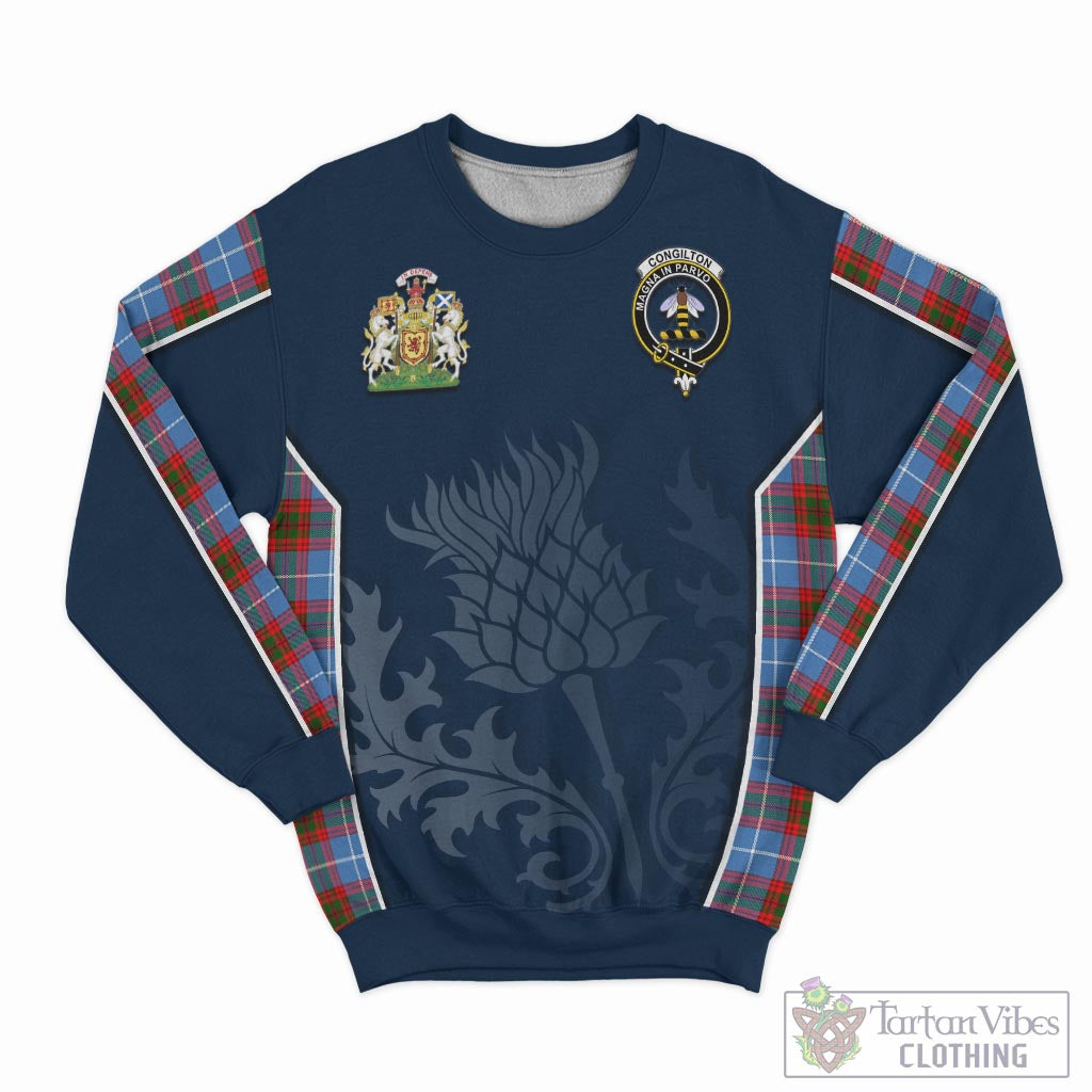 Congilton Tartan Sweatshirt with Family Crest and Scottish Thistle Vibes Sport Style - Tartan Vibes Clothing