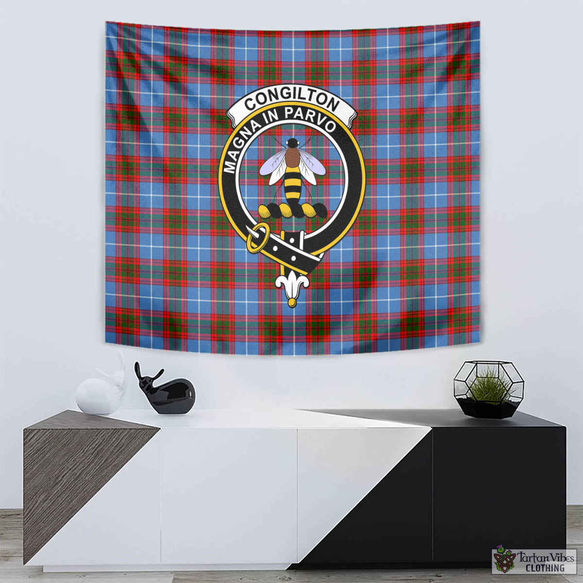 Congilton Tartan Tapestry Wall Hanging and Home Decor for Room with Family Crest - Tartan Vibes Clothing
