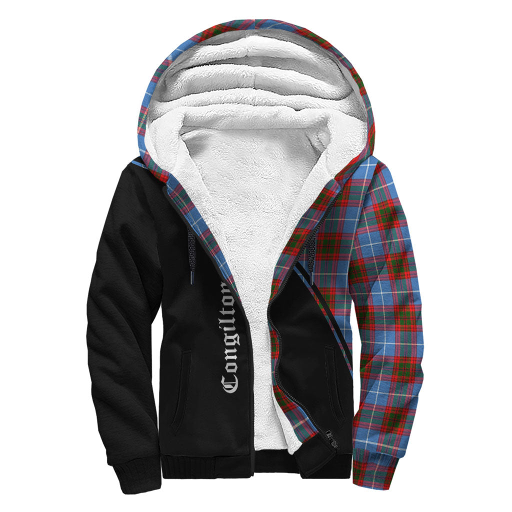 Congilton Tartan Sherpa Hoodie with Family Crest Curve Style - Tartan Vibes Clothing