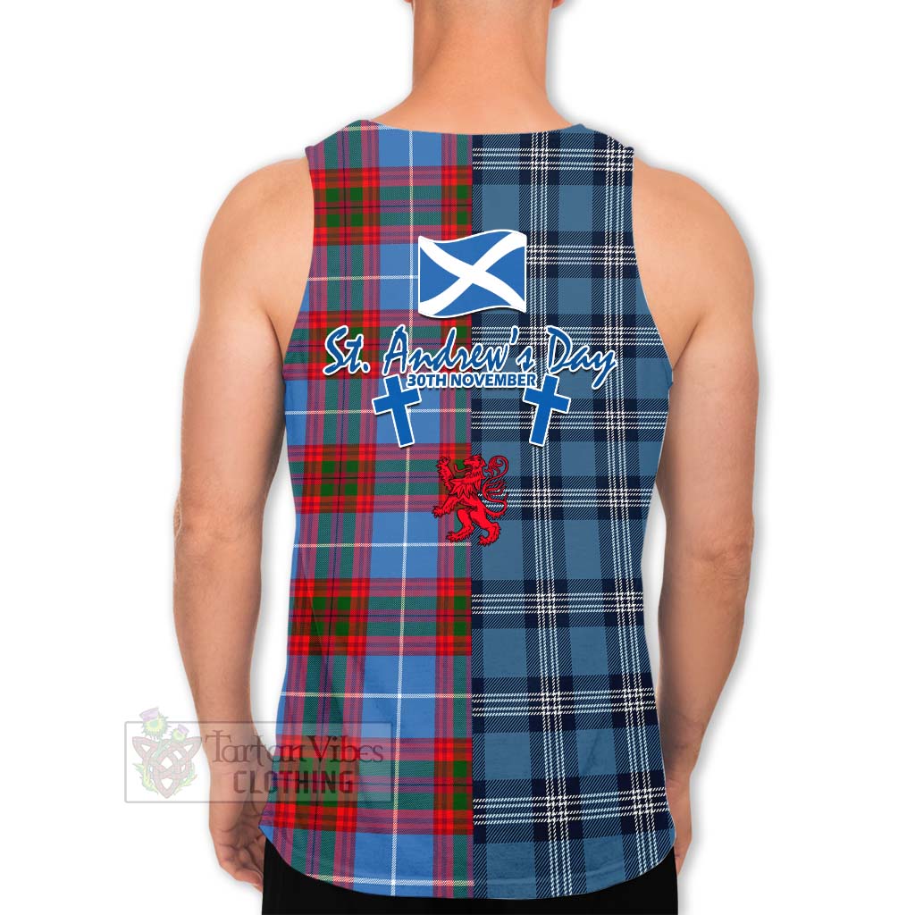 Congilton Tartan Men's Tank Top Happy St. Andrew's Day Half Tartan Style - Tartan Vibes Clothing