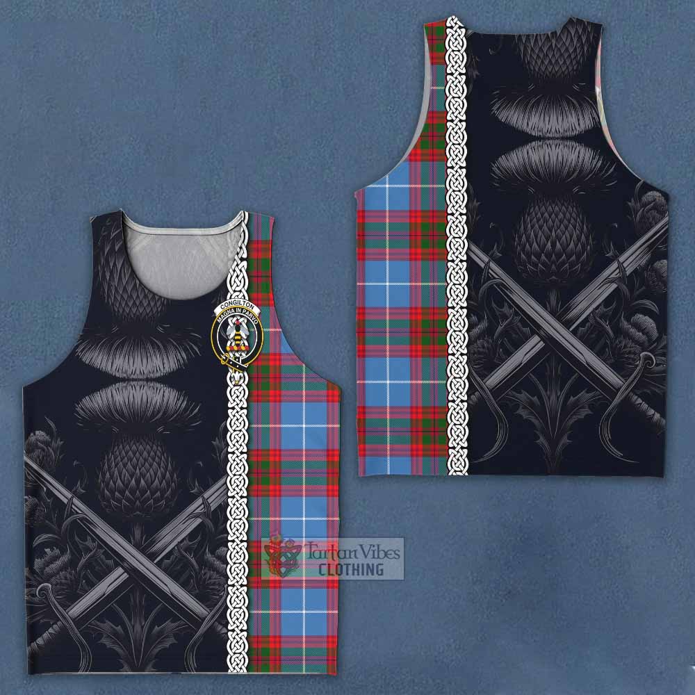 Congilton Tartan Men's Tank Top with Family Crest Cross Sword Thistle Celtic Vibes - Tartan Vibes Clothing