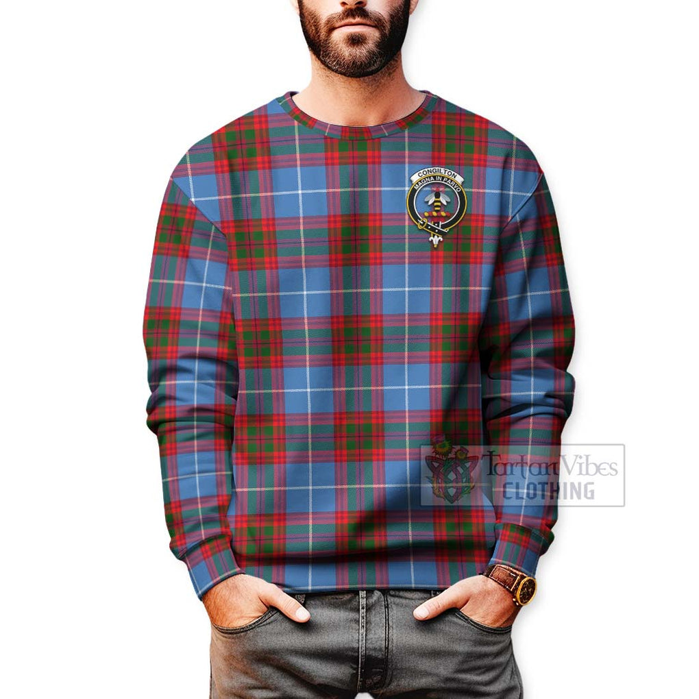 Congilton Tartan Sweatshirt with Family Crest Celtic Skull Style - Tartan Vibes Clothing