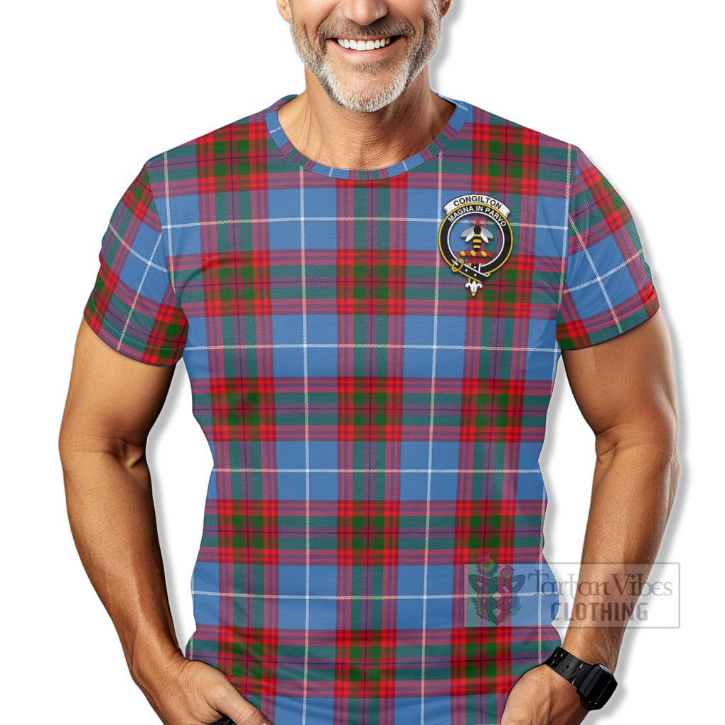 Congilton Tartan T-Shirt with Family Crest Celtic Skull Style - Tartan Vibes Clothing