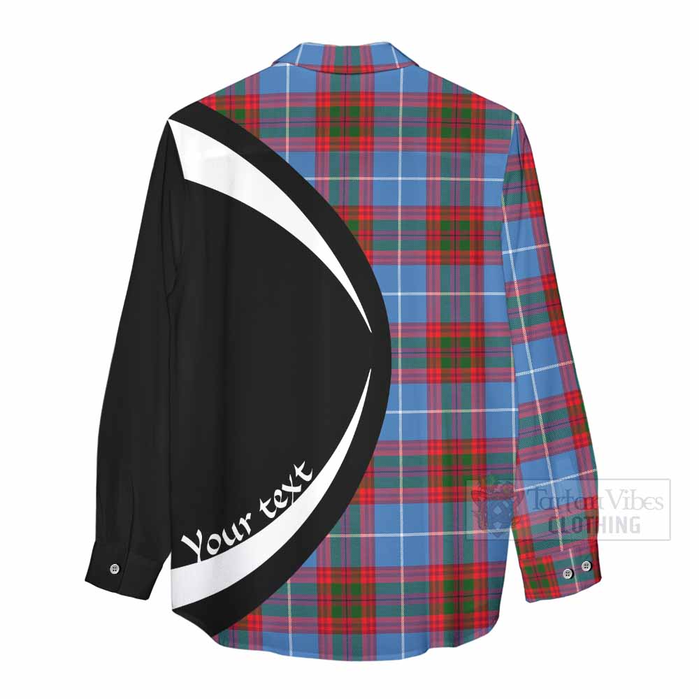Congilton Tartan Women's Casual Shirt with Family Crest Circle Style - Tartan Vibes Clothing