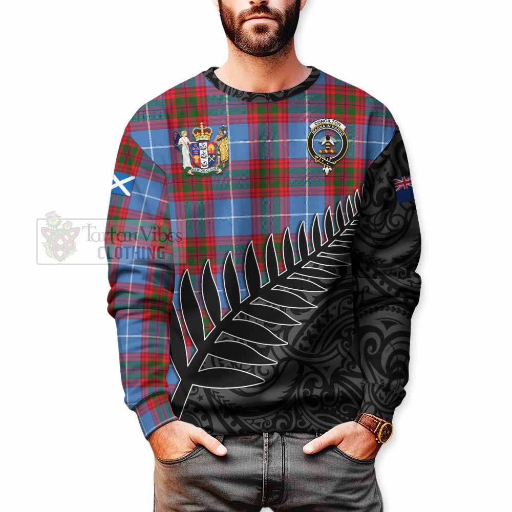 Congilton Crest Tartan Sweatshirt with New Zealand Silver Fern Half Style - Tartan Vibes Clothing