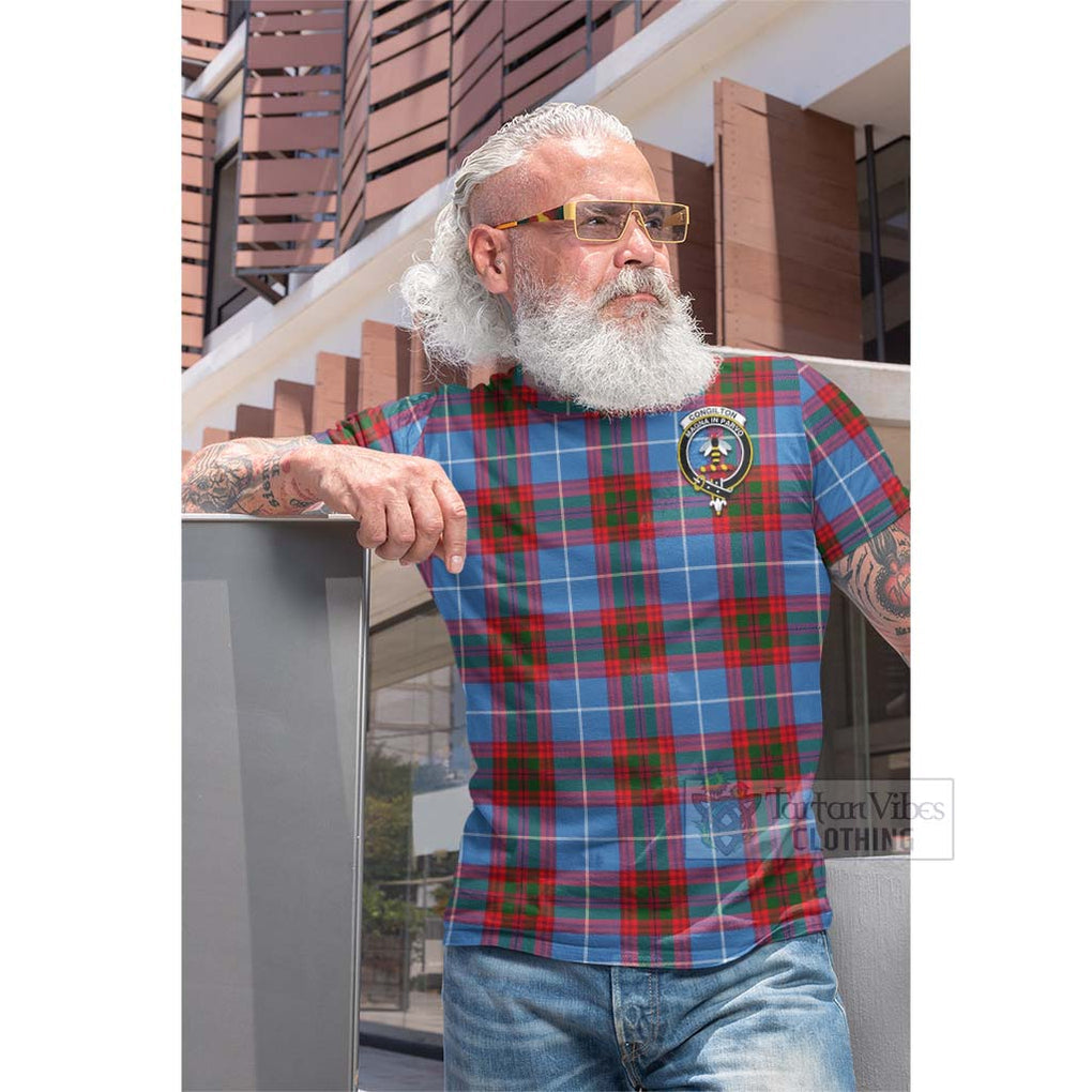 Congilton Tartan Cotton T-shirt with Family Crest Celtic Skull Style - Tartan Vibes Clothing