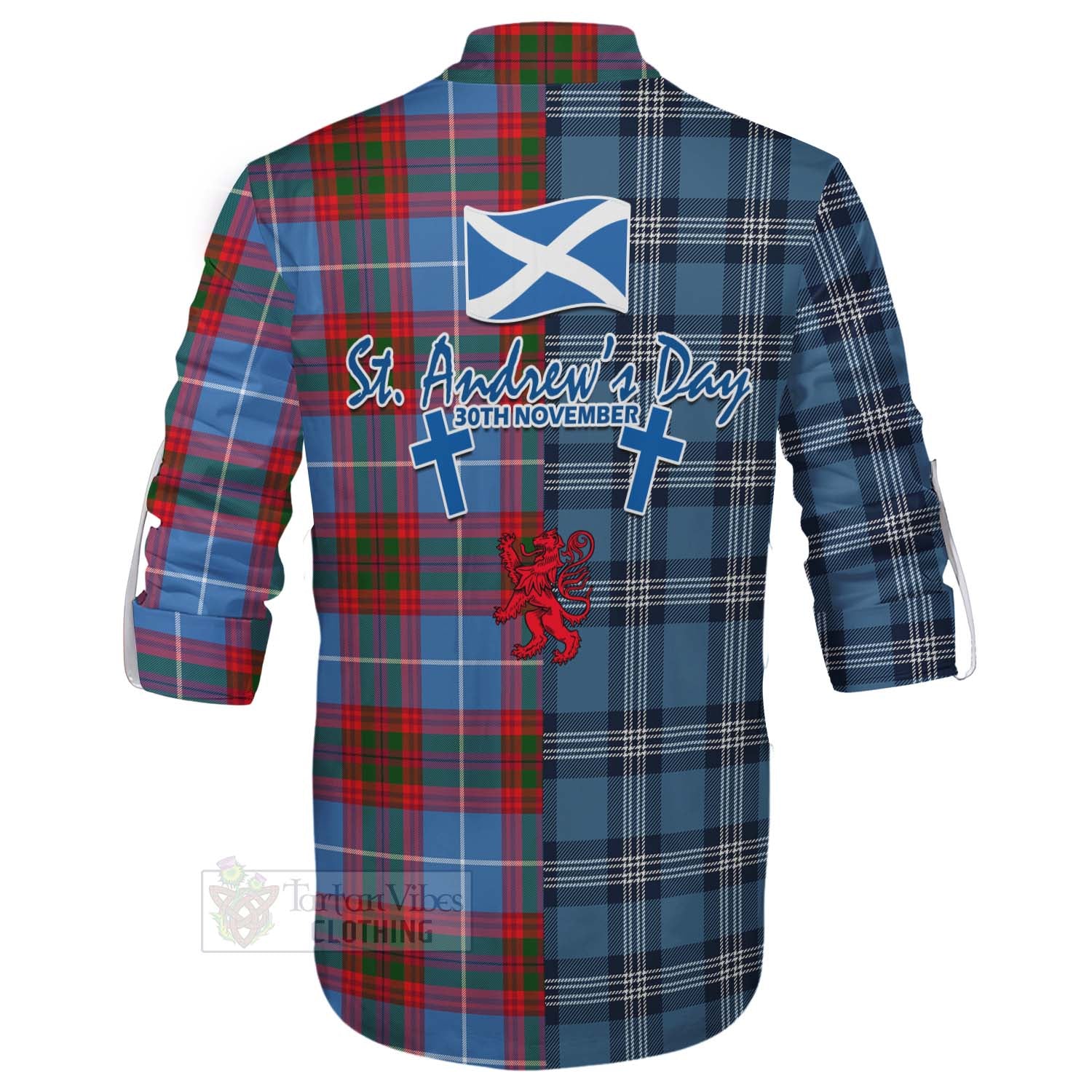 Congilton Tartan Ghillie Kilt Shirt Happy St. Andrew's Day Half Tartan Style - Tartan Vibes Clothing