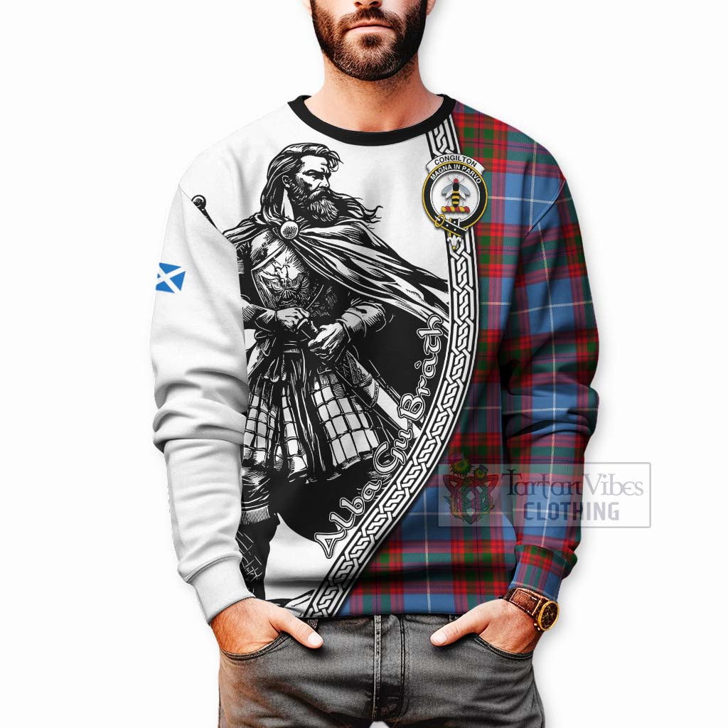 Congilton Tartan Clan Crest Sweatshirt with Highlander Warrior Celtic Style - Tartan Vibes Clothing