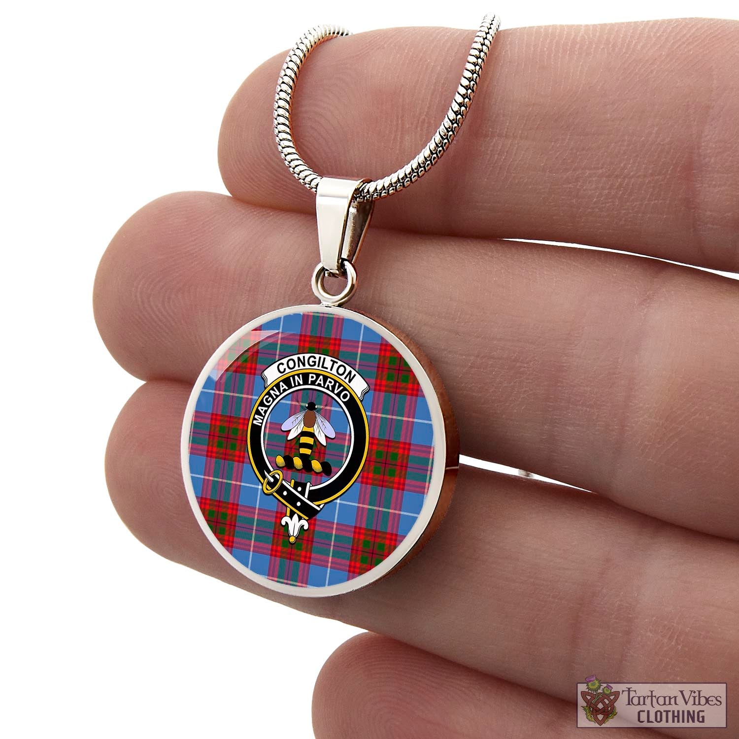 Congilton Tartan Circle Necklace with Family Crest - Tartan Vibes Clothing