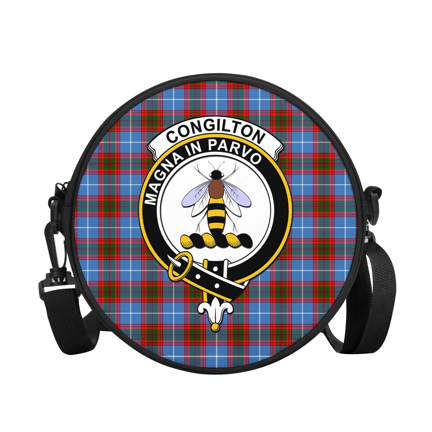 Congilton Tartan Round Satchel Bags with Family Crest - Tartan Vibes Clothing
