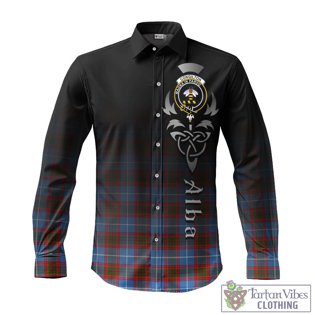 Congilton Tartan Long Sleeve Button Up Featuring Alba Gu Brath Family Crest Celtic Inspired - Tartan Vibes Clothing