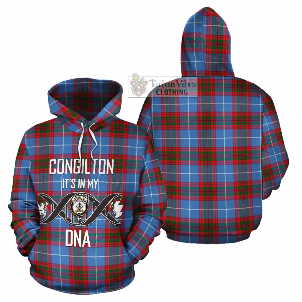 Congilton Tartan Cotton Hoodie with Family Crest DNA In Me Style Zip Hoodie - Tartan Vibes Clothing